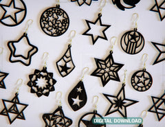 Star Earring Svg 30 styles Glowforge Cricut Jewelry Pendants laser cut | SVG, DXF, AI |#063|