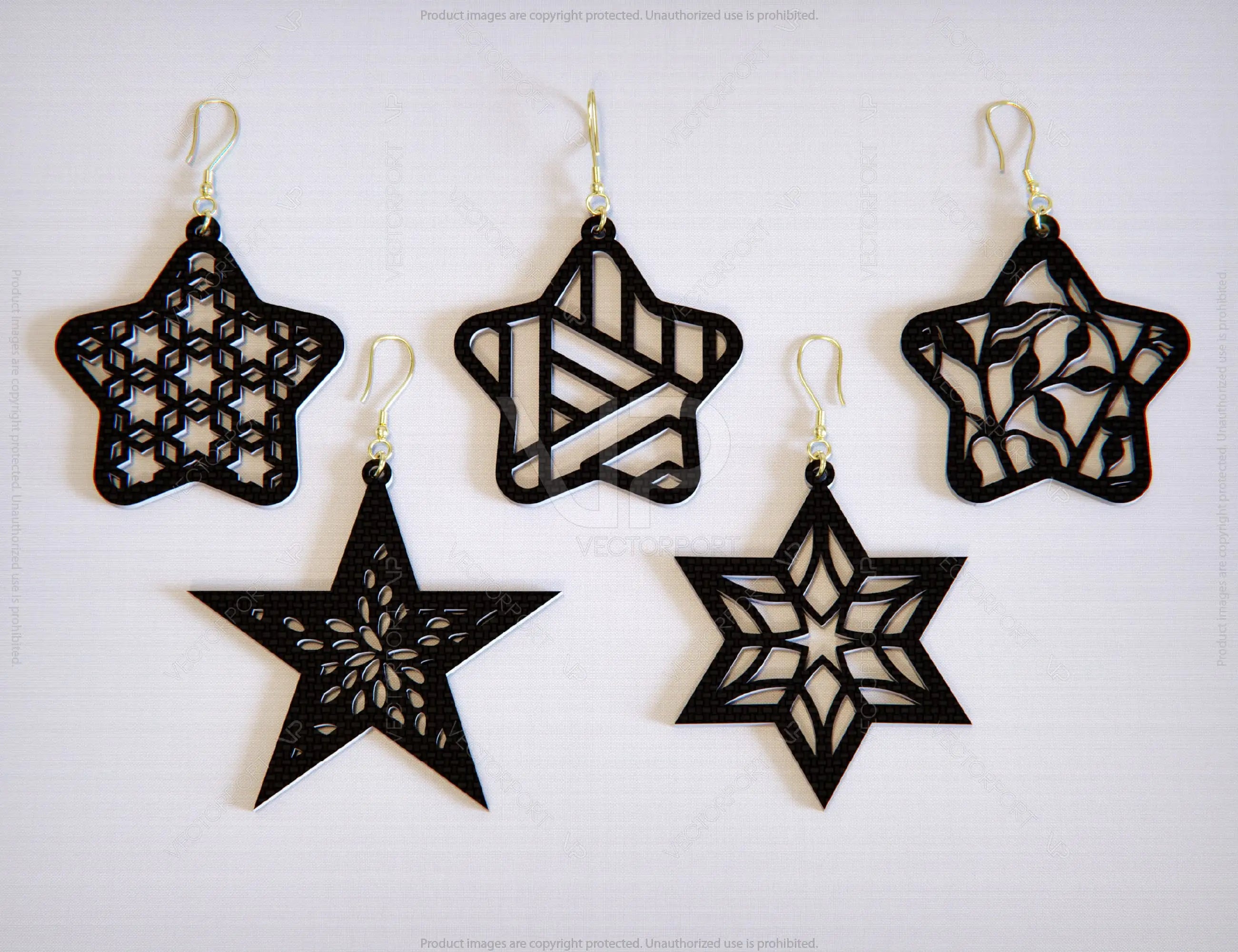 Star Earring Svg 30 styles Glowforge Cricut Jewelry Pendants laser cut | SVG, DXF, AI |#063|