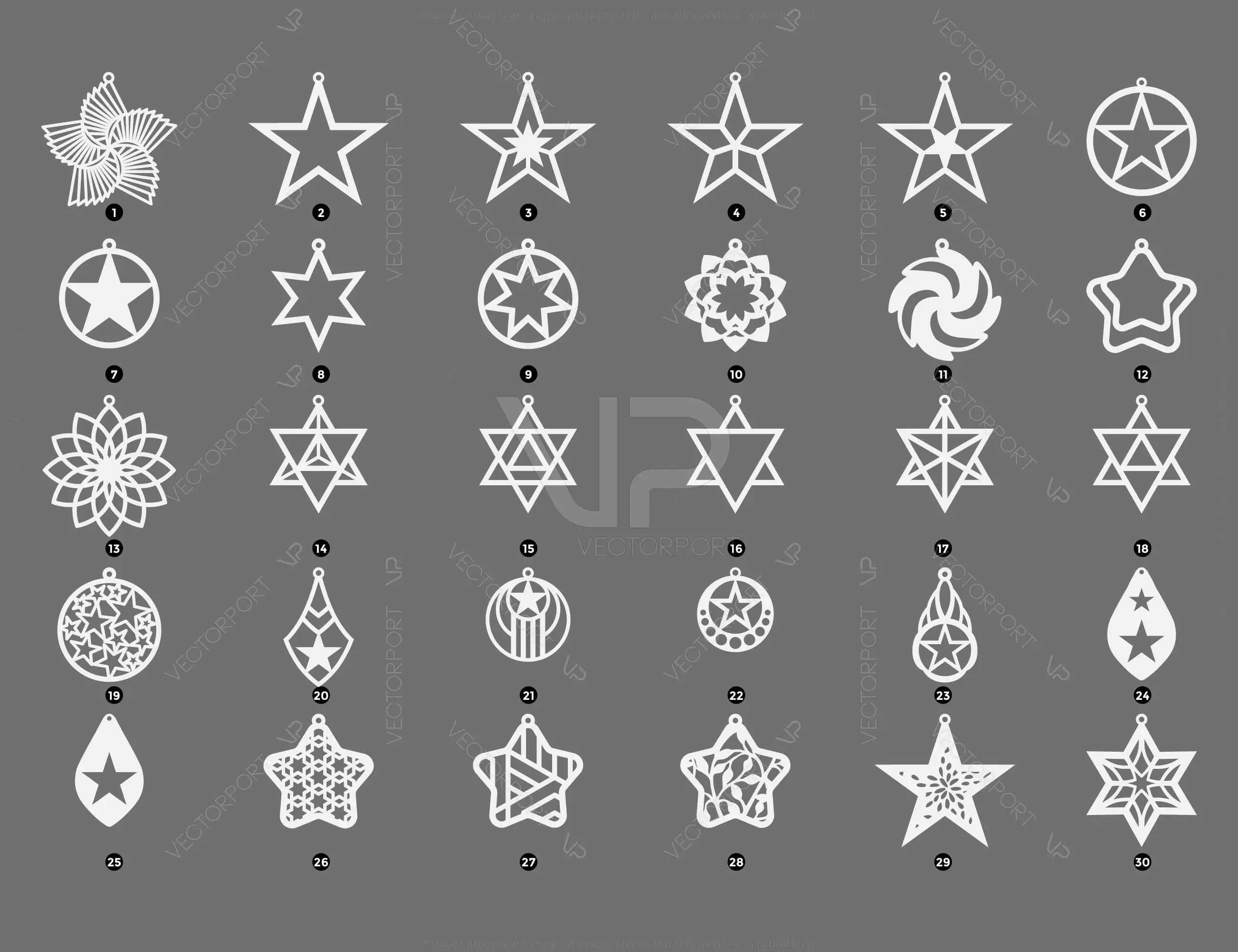 Star Earring Svg 30 styles Glowforge Cricut Jewelry Pendants laser cut | SVG, DXF, AI |#063|