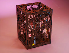 Tree Candle Holder Laser Cut with Animals Lamp wood Tea light Lantern Votive Gift SVG |#U066|