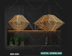 Elegant Wood Pendant Light Chandelier Lamp lampshade plywood | SVG, DXF, AI |#067|