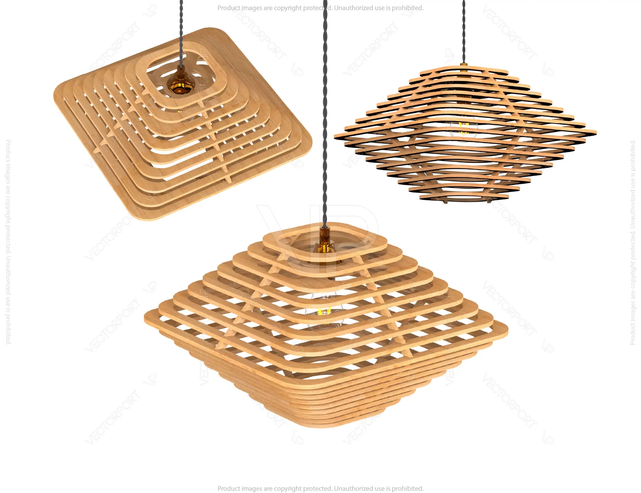 Elegant Wood Pendant Light Chandelier Lamp lampshade plywood | SVG, DXF, AI |#067|