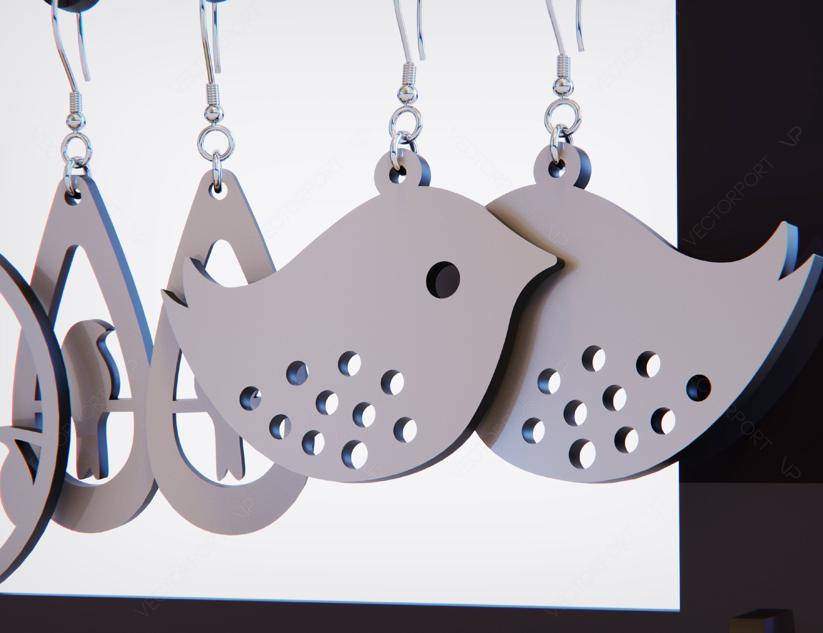 Bird Earring Svg 13 styles Glowforge Cricut Jewelry Pendants laser cut | SVG, DXF, AI |#069|