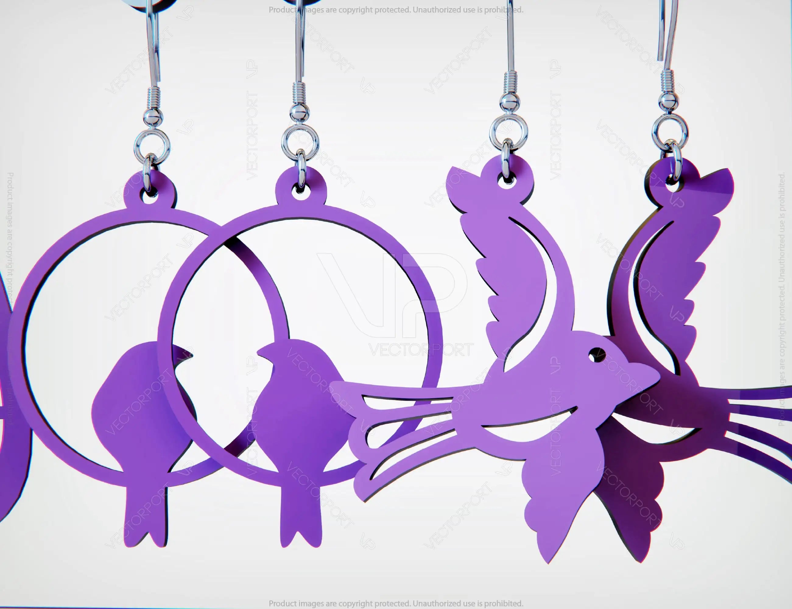 Bird Earring Svg 13 styles Glowforge Cricut Jewelry Pendants laser cut | SVG, DXF, AI |#069|