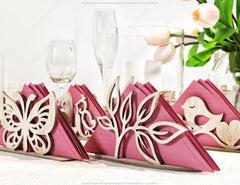 Leaves Bird Butterfly Decorative Napkin Holder Laser Cut Tabletop wooden holder SVG |#U071|