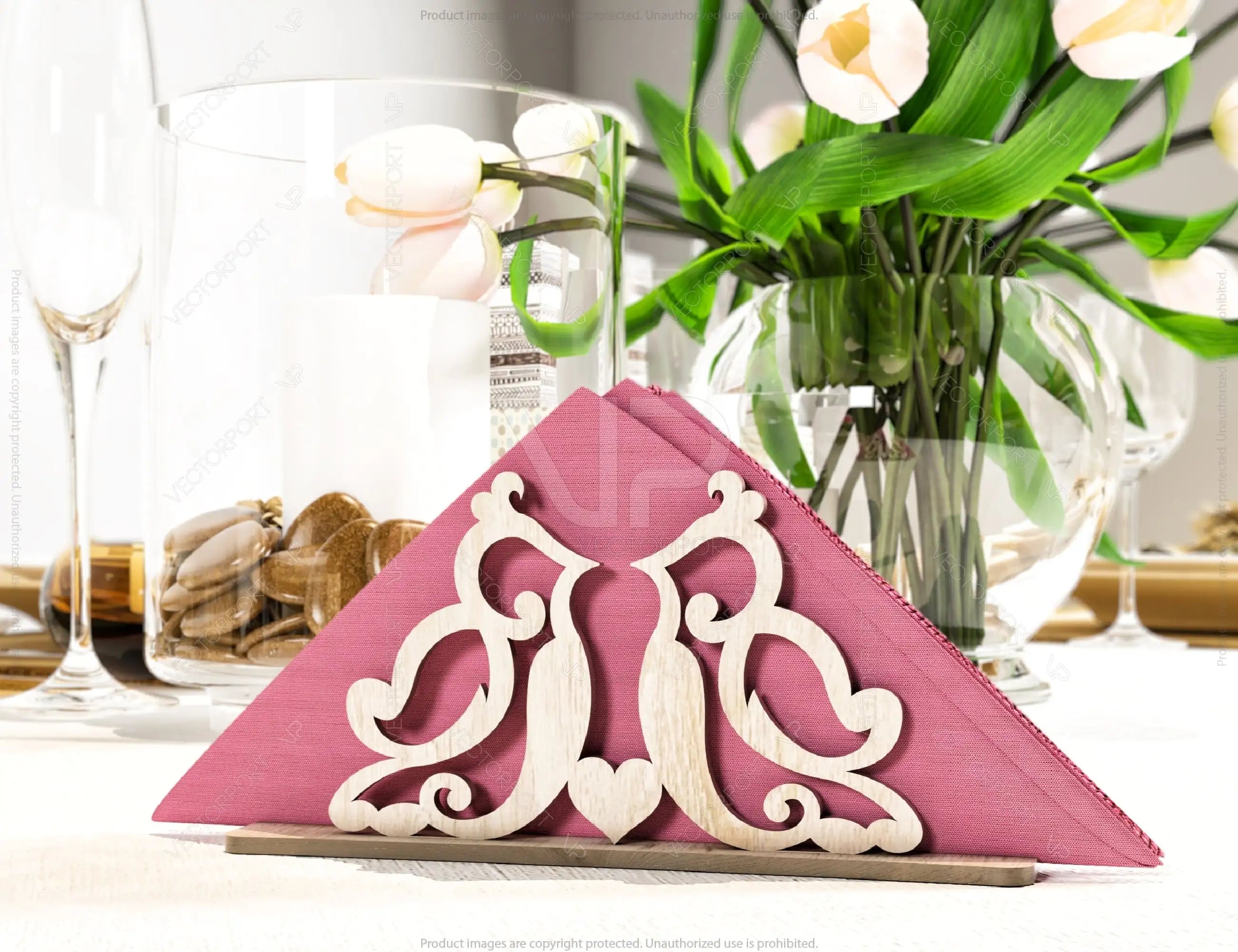 Leaves Bird Butterfly Decorative Napkin Holder Laser Cut Tabletop wooden holder SVG |#U071|