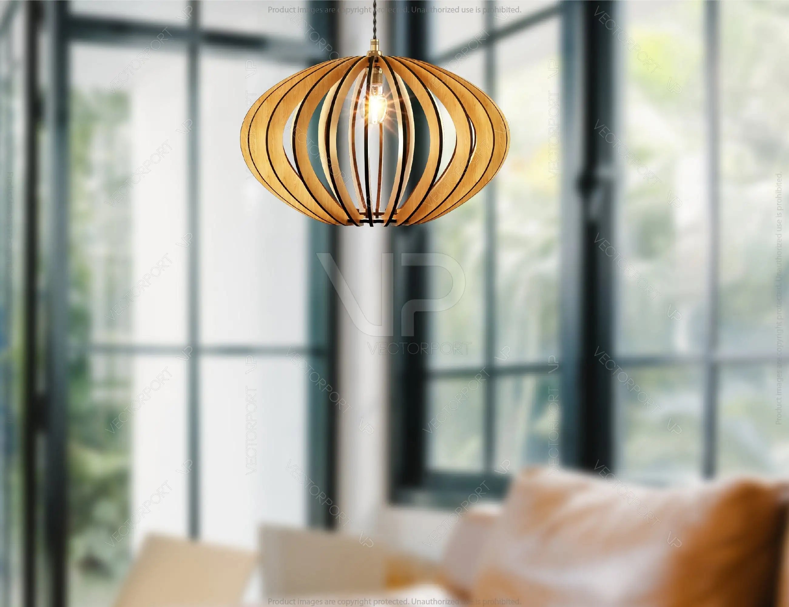 Oval Round Modern Wood Pendant Light Chandelier Lamp lampshade plywood Cut Files |#U072|