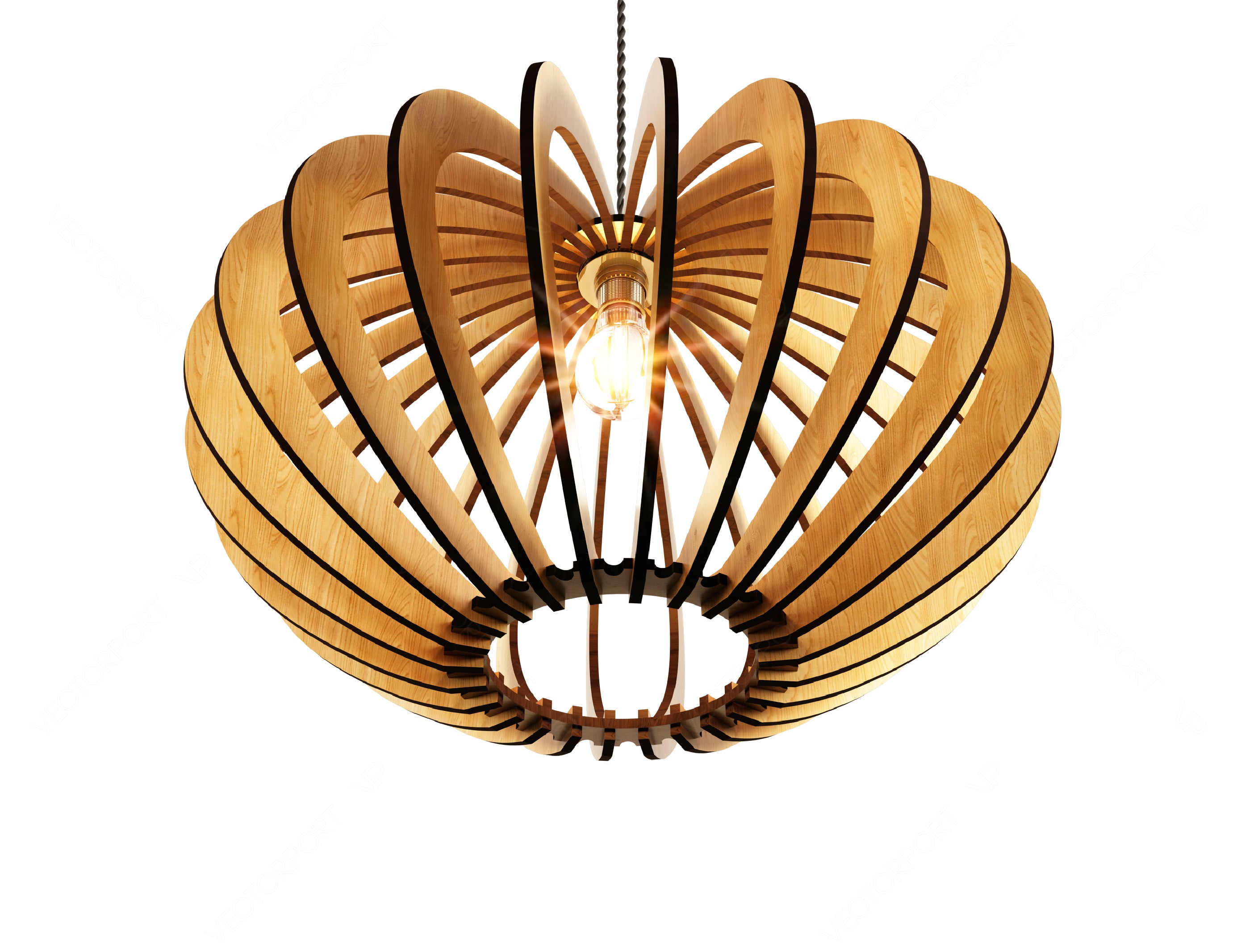 Oval Round Modern Wood Pendant Light Chandelier Lamp lampshade plywood Cut Files |#U072|