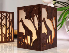 Animals Tree Candle Holder Laser Cut with Lion Fox Giraffe Lamp wood Tea light Lantern Votive Gift SVG |#U073|