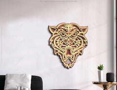 Tiger Multilayer Panel Mandala svg for Laser Cutting layered Wall Decor | SVG, DXF, AI |#074|