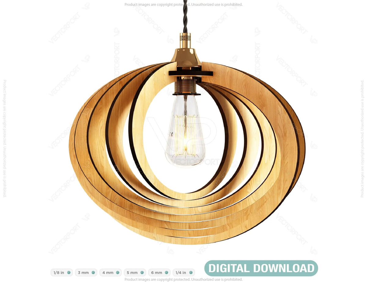 Oval Round Modern Wood Pendant Light Chandelier Lamp lampshade plywood Cut Files |#U075|