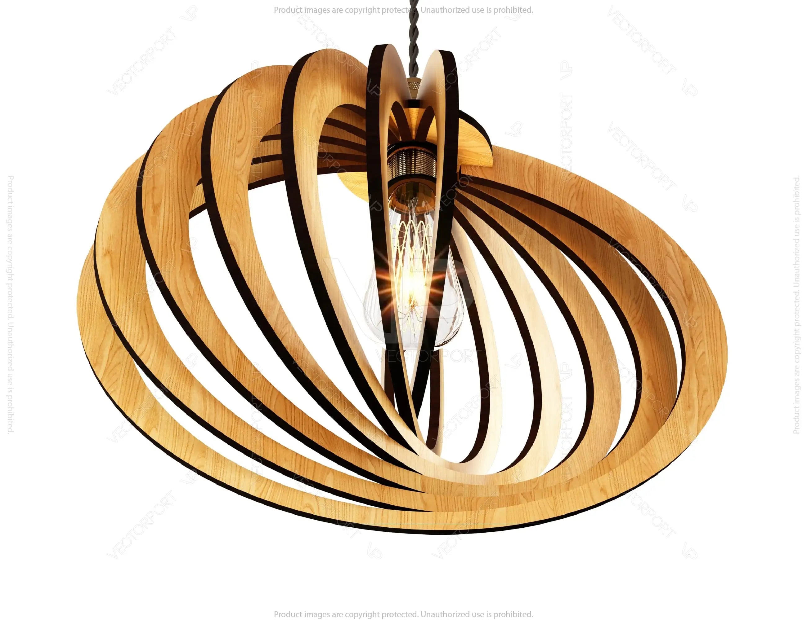 Oval Round Modern Wood Pendant Light Chandelier Lamp lampshade plywood Cut Files |#U075|