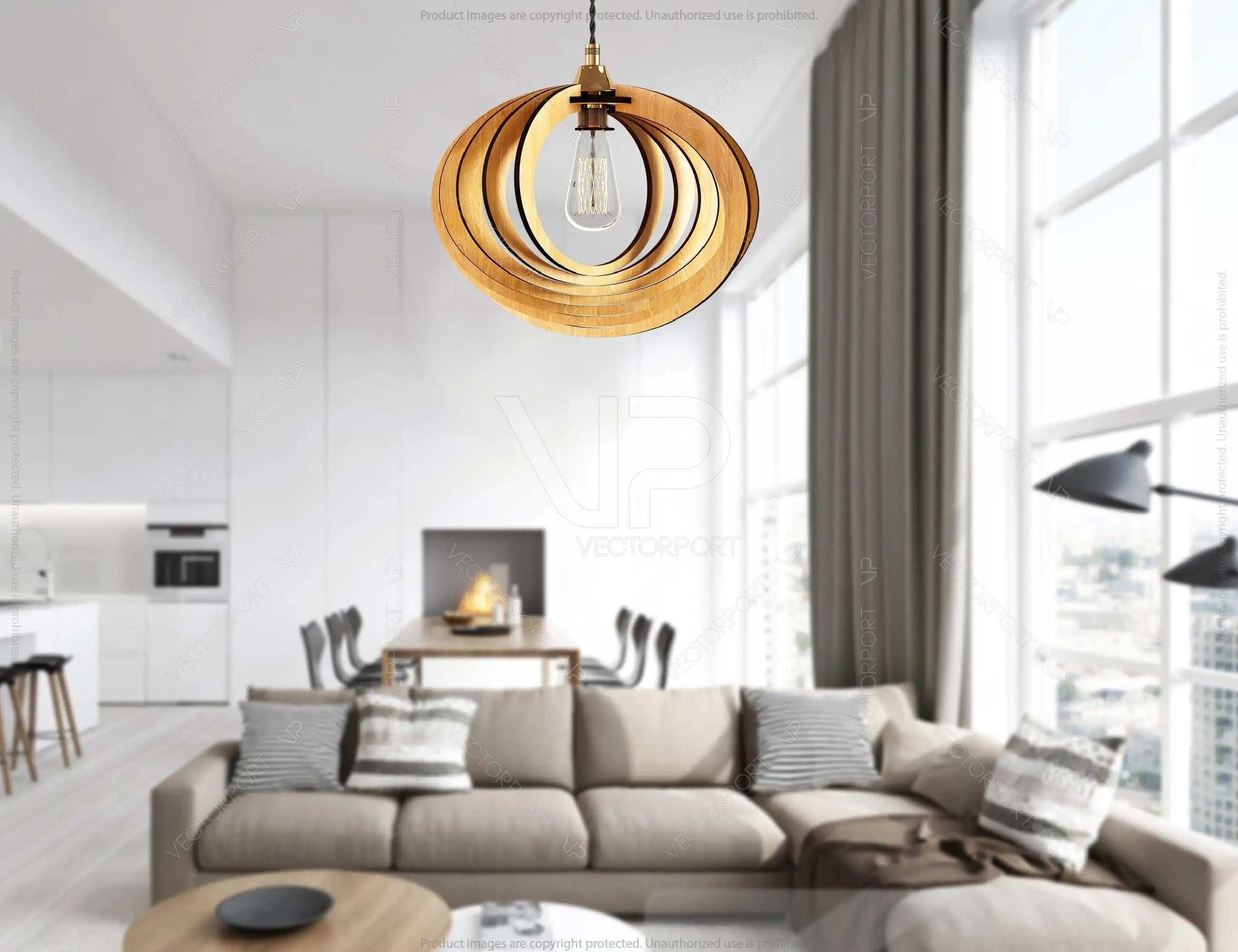 Oval Round Modern Wood Pendant Light Chandelier Lamp lampshade plywood Cut Files |#U075|