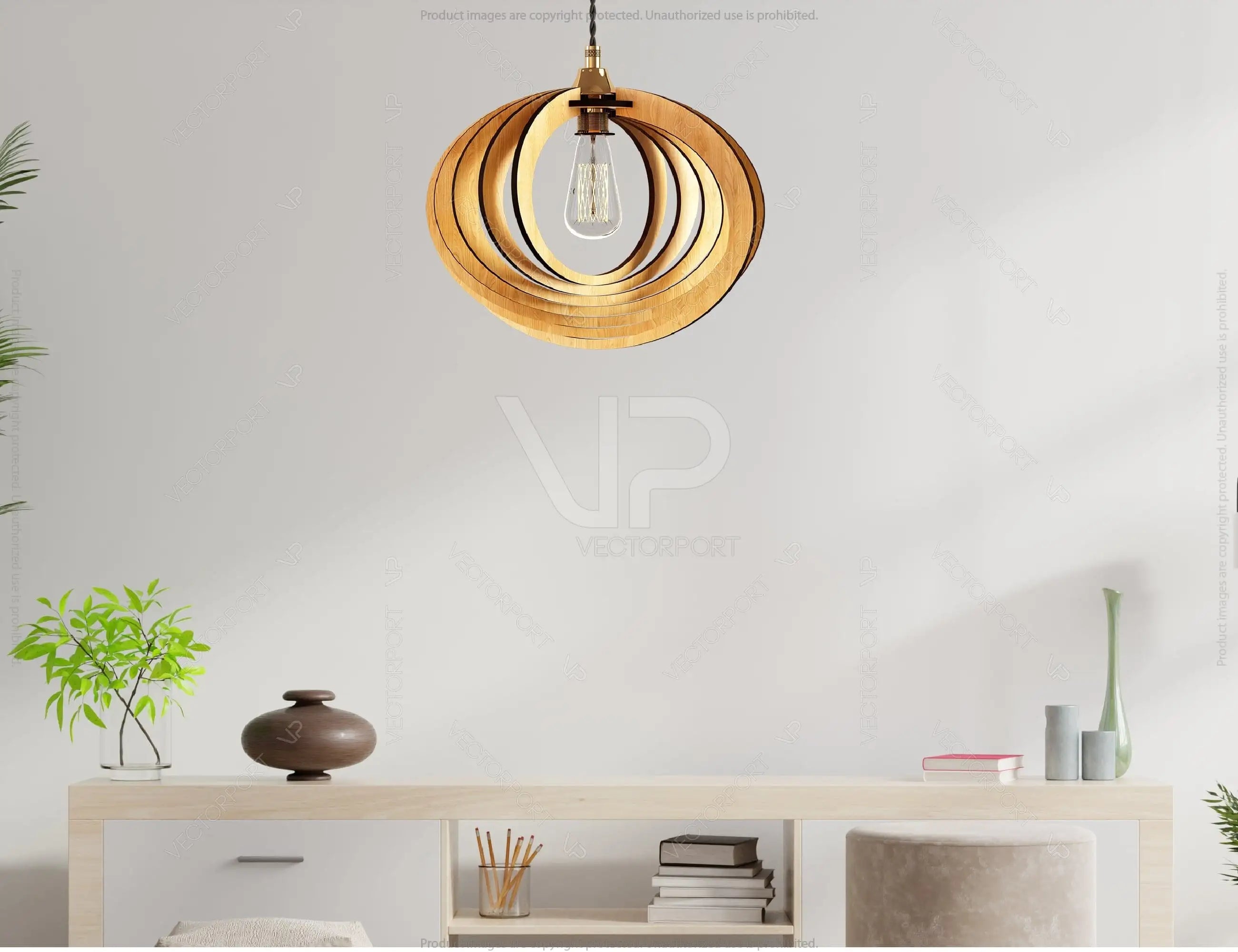 Oval Round Modern Wood Pendant Light Chandelier Lamp lampshade plywood Cut Files |#U075|