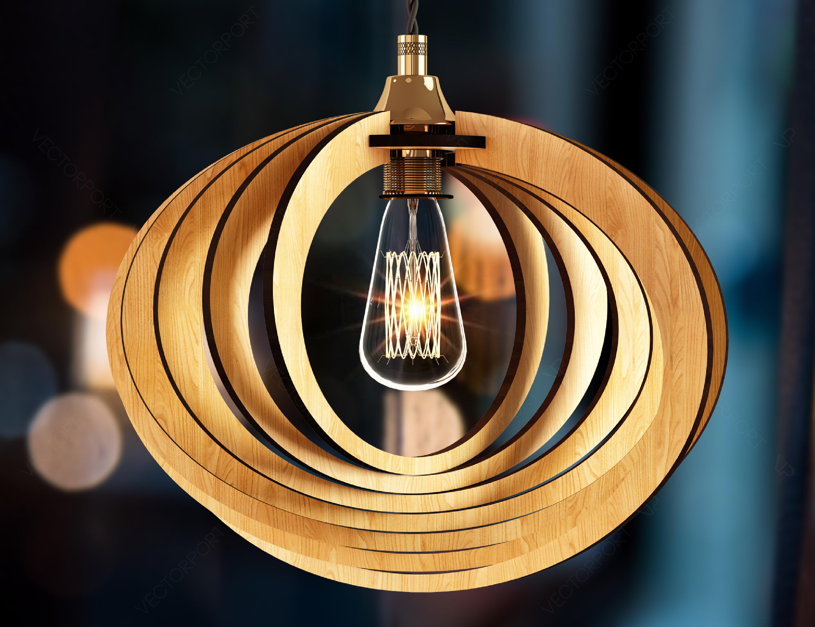 Oval Round Modern Wood Pendant Light Chandelier Lamp lampshade plywood Cut Files |#U075|