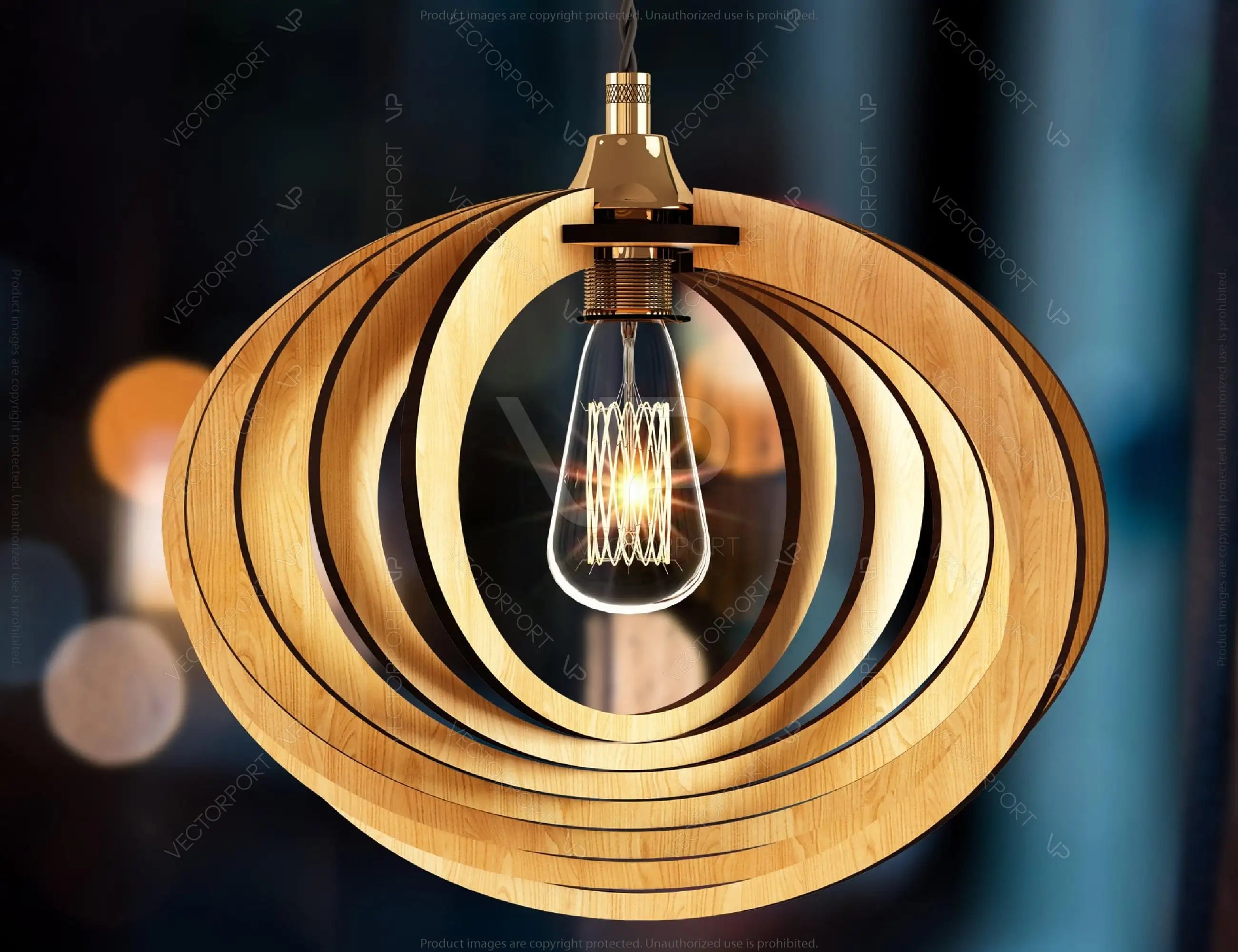 Oval Round Modern Wood Pendant Light Chandelier Lamp lampshade plywood Cut Files |#U075|