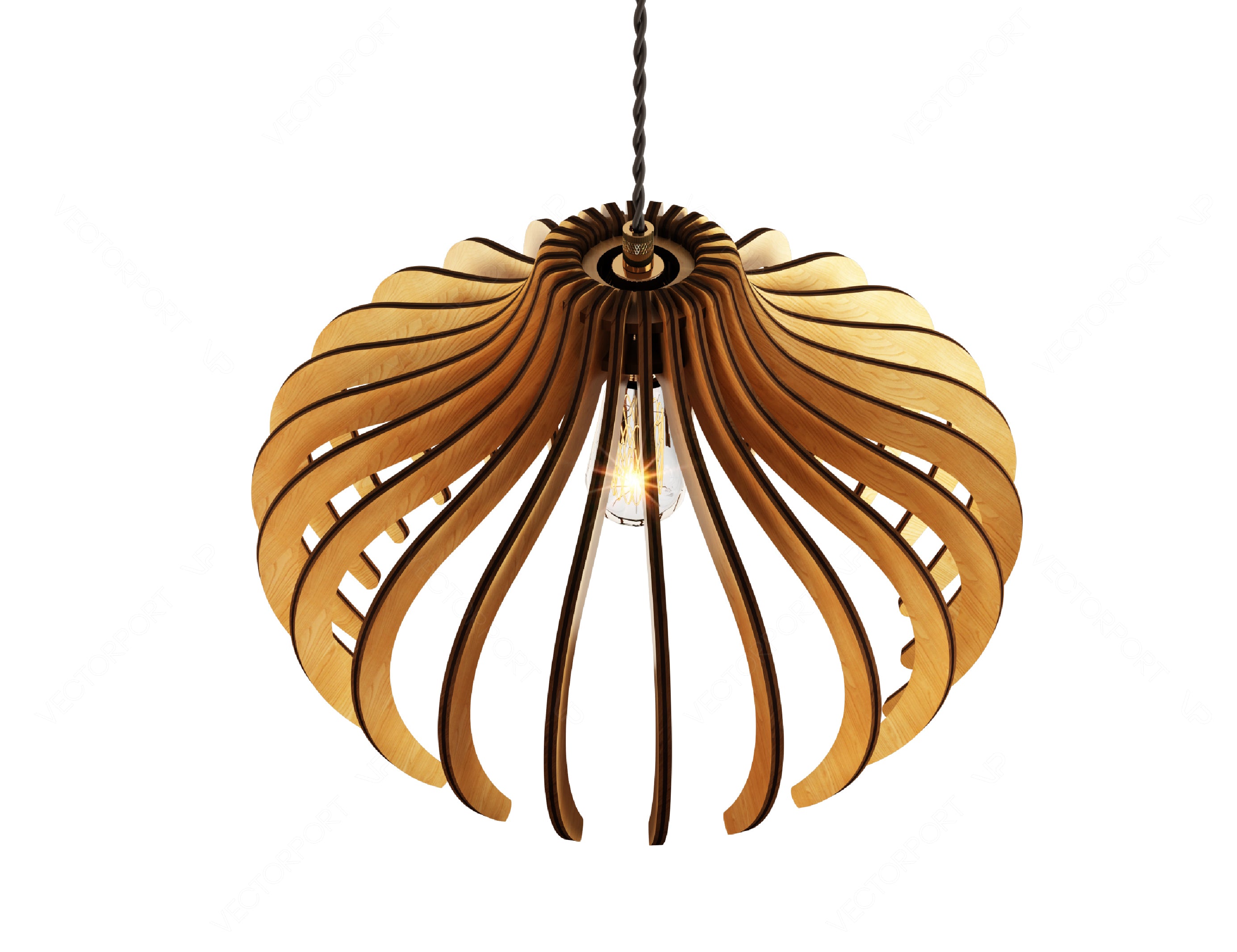 Elliptic Round Modern Wood Pendant Light Chandelier Lamp lampshade plywood Cut Files |#U076|