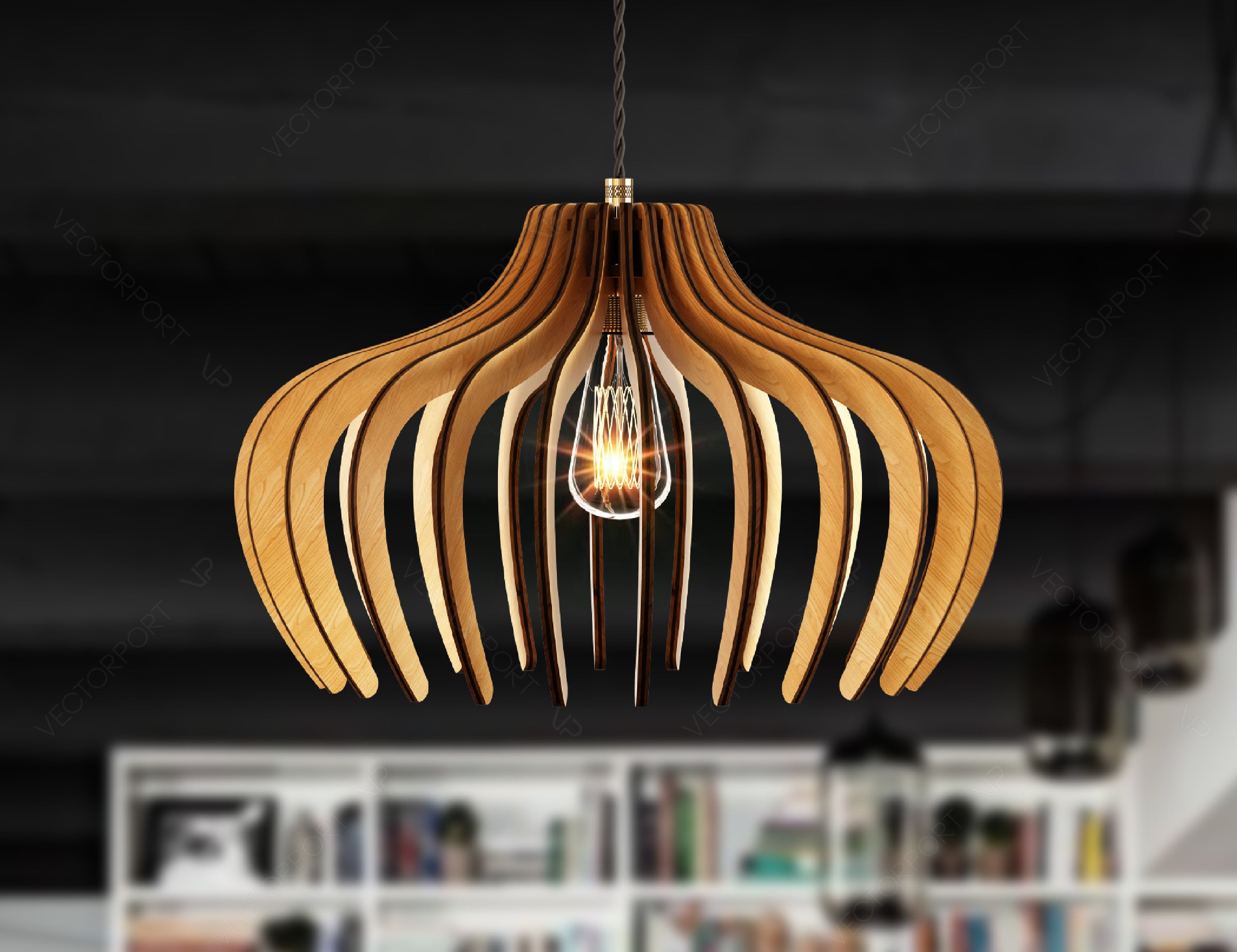 Elliptic Round Modern Wood Pendant Light Chandelier Lamp lampshade plywood Cut Files |#U076|