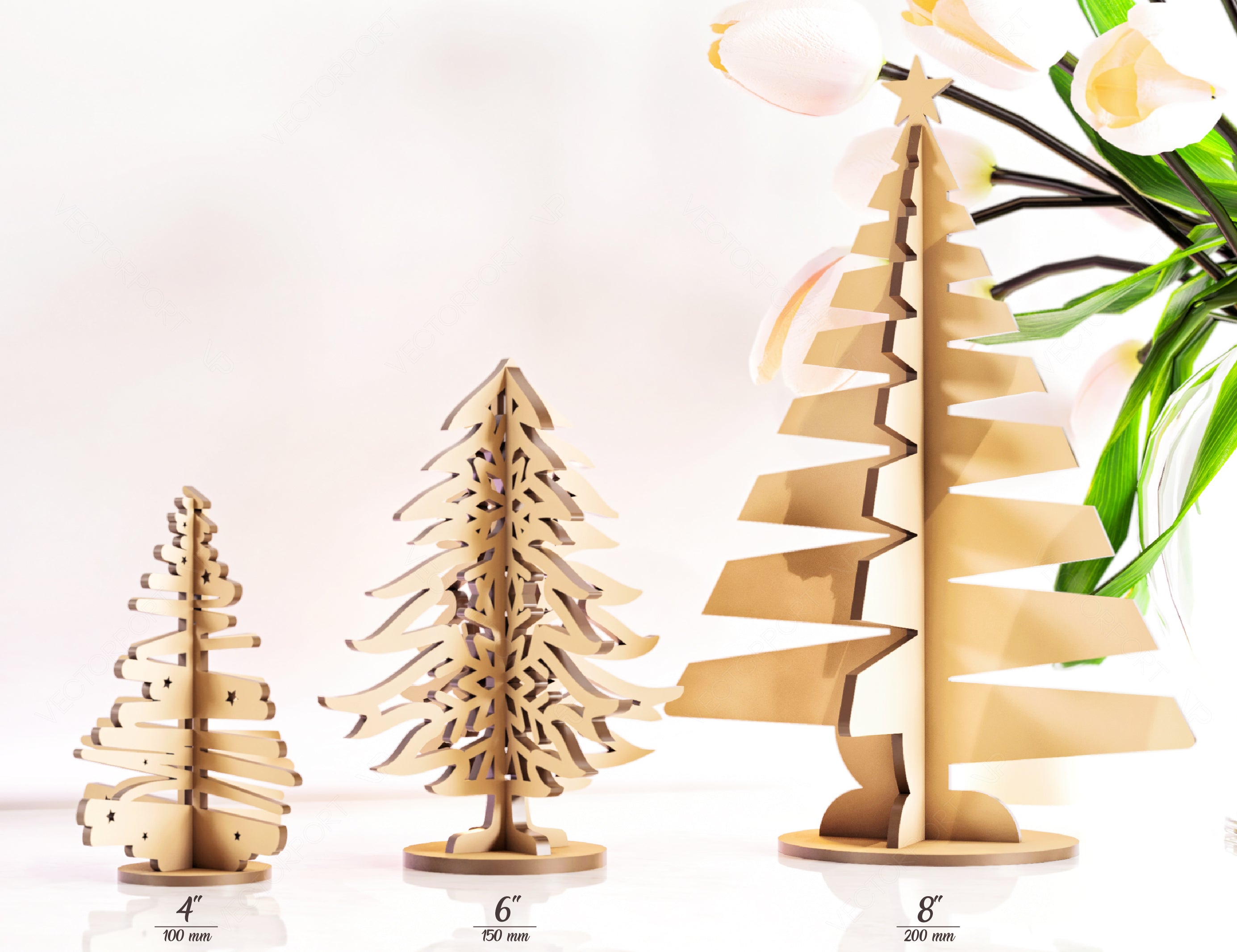 Standing Trees Laser cut Christmas Snowflake SVG Craft templates Cricut Glowforge | SVG |#U077|