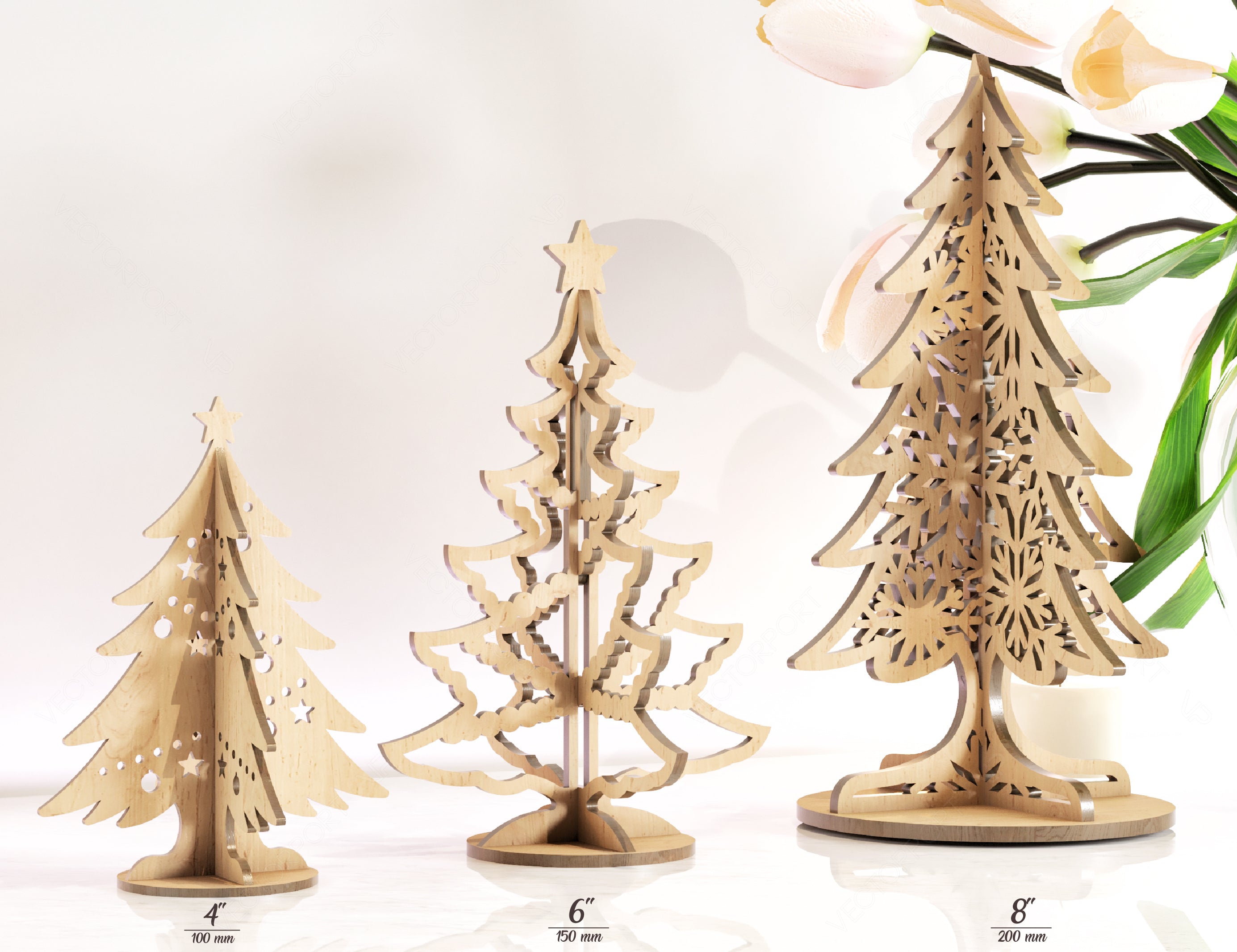 Standing Trees Laser cut Christmas Snowflake SVG Craft templates Cricut Glowforge | SVG |#U078|
