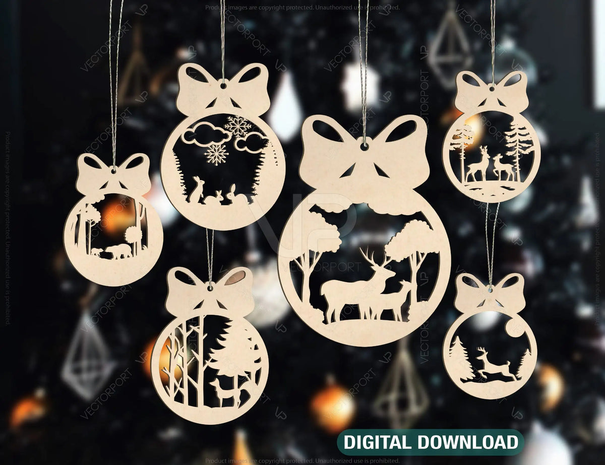 Christmas balls Tree Decorations Craft Hanging Bauble Paper art templates | SVG, DXF, AI |#079|