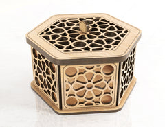 Hexagon Decorative Wooden Gift box Laser Cut Wedding favour laser cut jeweler case plywood Cut Files |#U080|