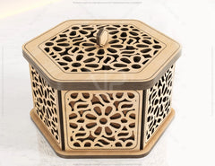 Hexagon Decorative Wooden Gift box Laser Cut Wedding favour laser cut jeweler case plywood Cut Files |#U081|