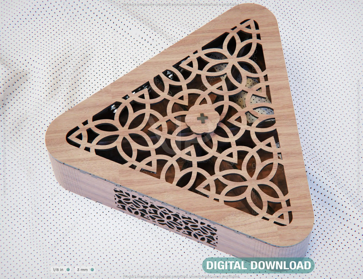 Lasercut file Triangle wooden Gift Box Serving Wedding candy SVG laser cut project files favour | SVG, DXF, AI |#083|