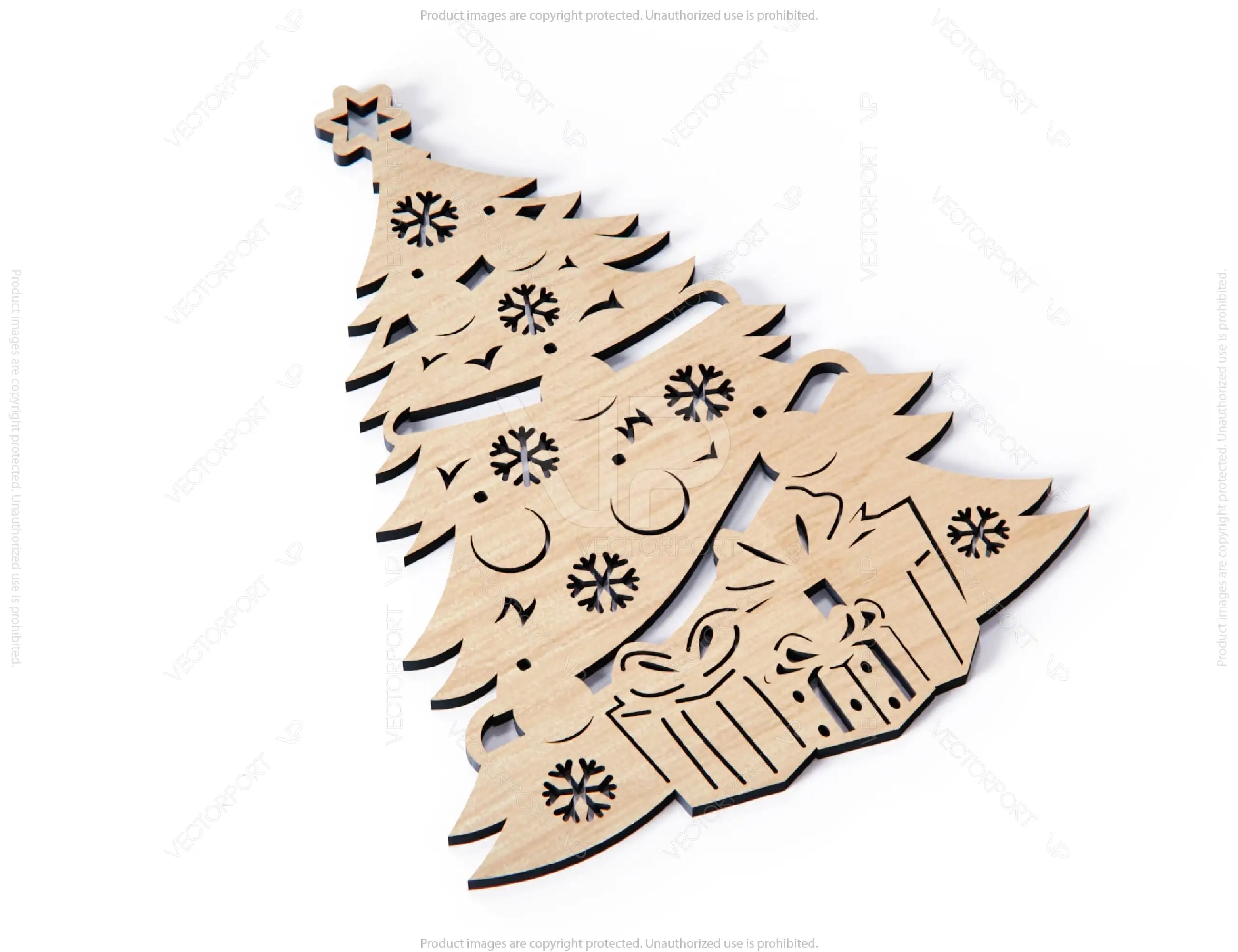 Christmas Tree Decoration Standing Wooden Ornament lasercut SVG Cricut Glowforge |#U083|