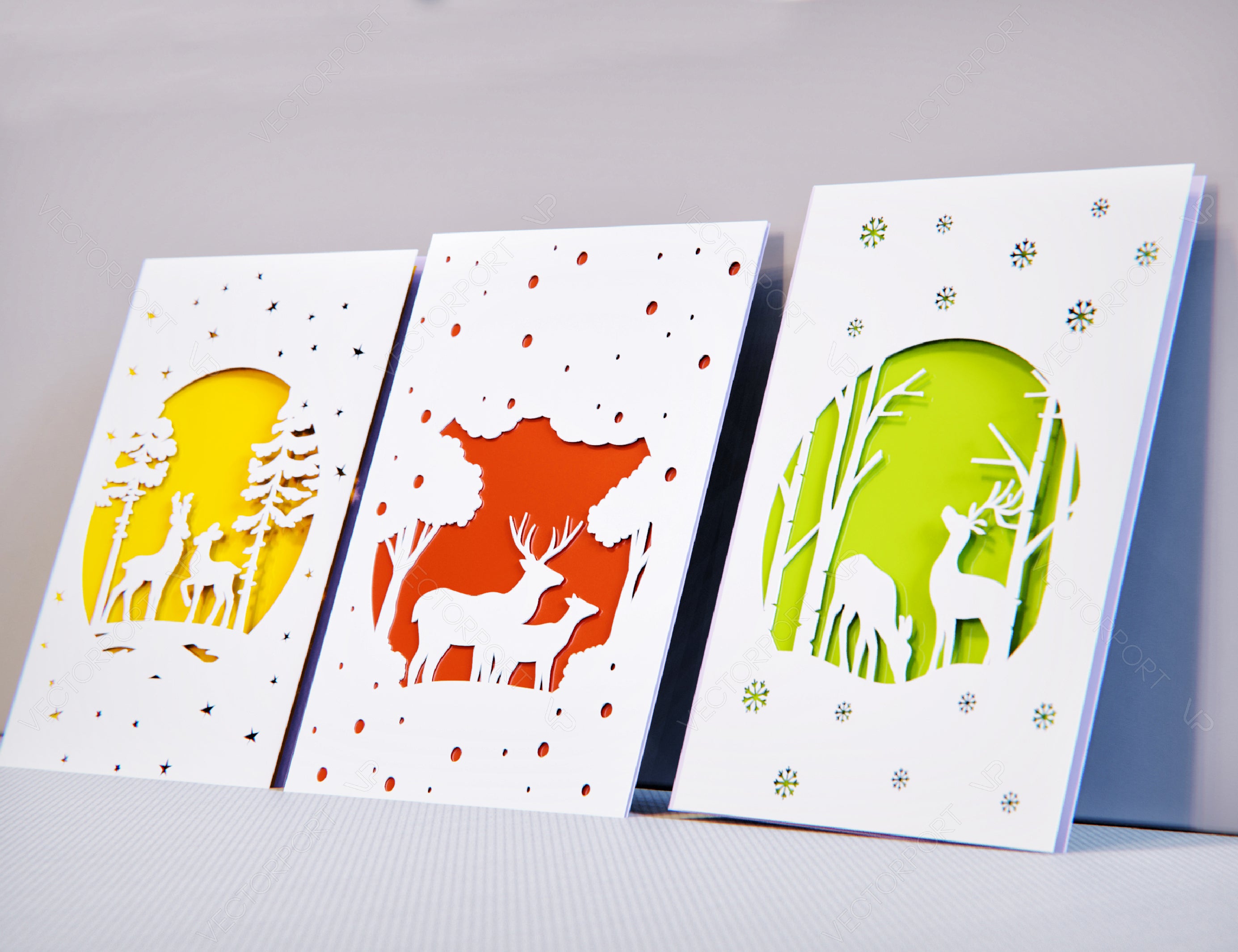 Christmas Tree Cards Laser Cut Paper Invitation Greeting cricut template Ornament Papercut | SVG, DXF, AI |#085|