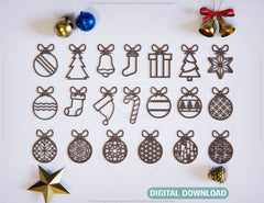 Christmas Decorations Tree Ball Ornaments Craft Hanging Bauble Paper art templates Cricut Glowforge | SVG, DXF, AI |#086|