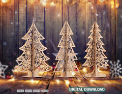 Standing Trees Christmas Snowflake SVG Digital 1/8” Craft Hanging templates Cricut Glowforge | SVG, DXF, AI |#087|