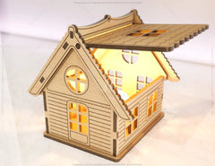 Wooden House Laser Cut Night Light Lamp Mdf Laser Cutting Home Lampshade Table Candle Holder Tea light SVG |#U087|