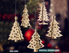 3D Christmas tree ornament décor Laser cut Snowflake SVG Craft templates Cricut Glowforge | SVG |#U089|