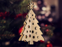 3D Christmas tree ornament décor Laser cut Snowflake SVG Craft templates Cricut Glowforge | SVG |#U089|