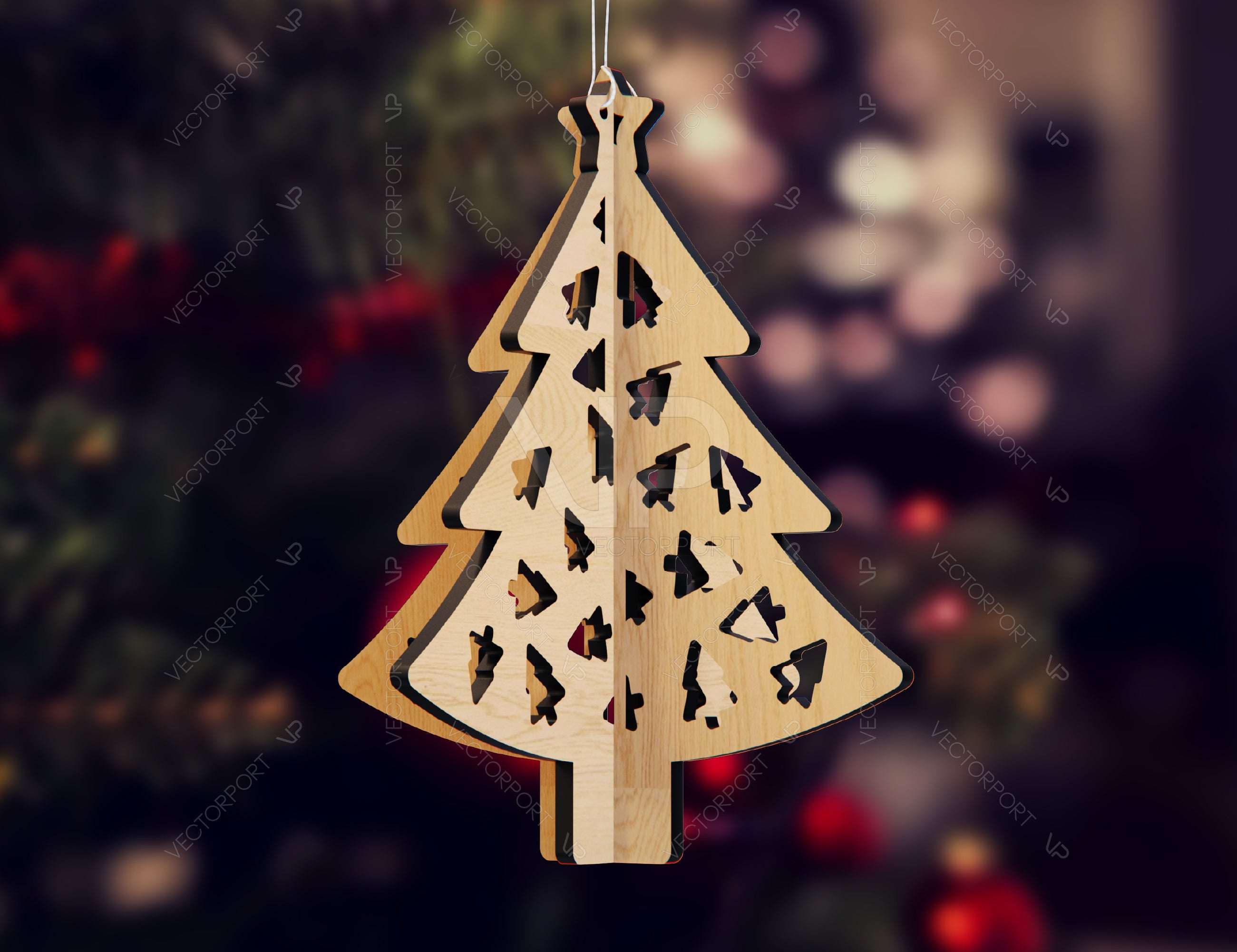 3D Christmas tree ornament décor Laser cut Snowflake SVG Craft templates Cricut Glowforge | SVG |#U089|