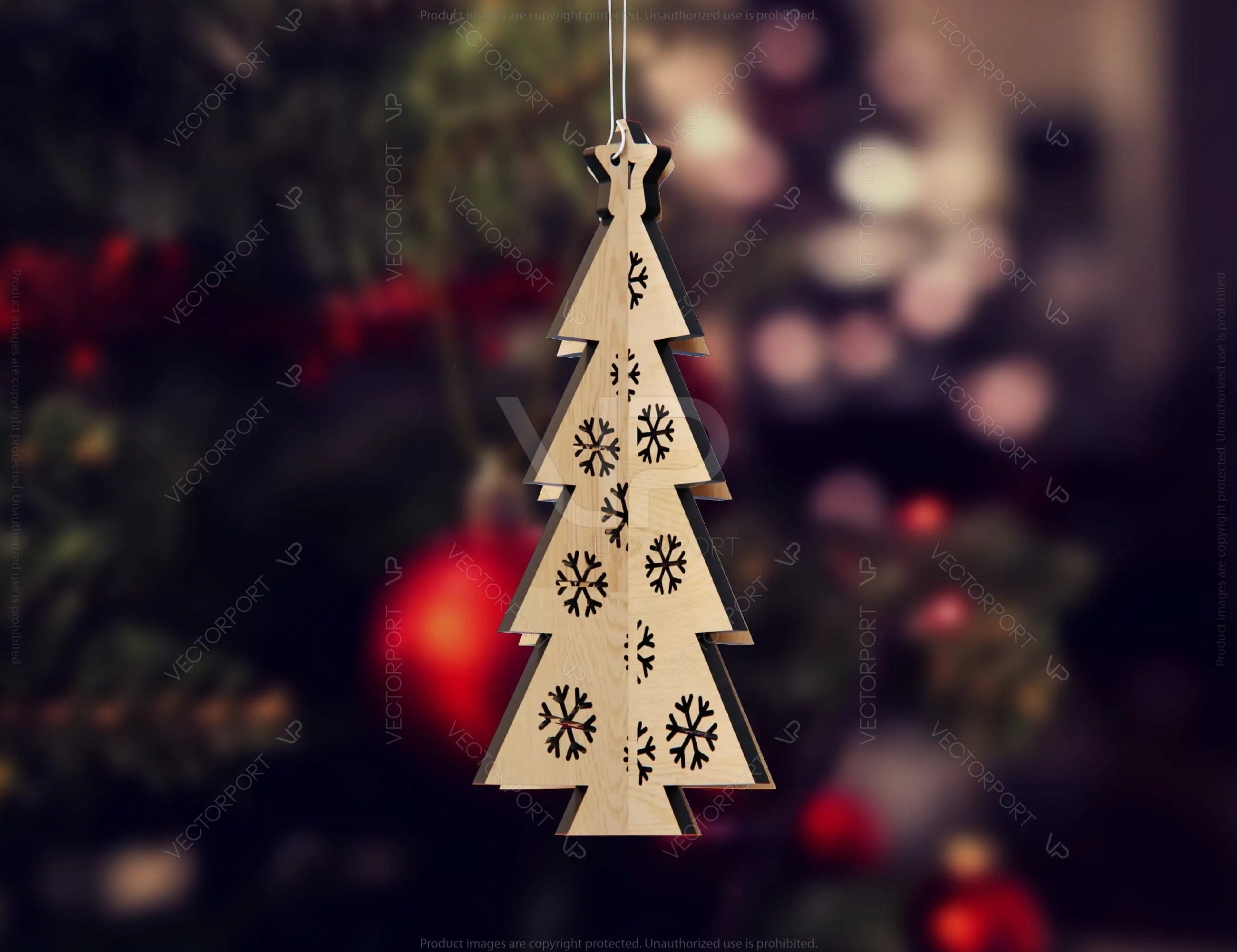 3D Christmas tree ornament décor Laser cut Snowflake SVG Craft templates Cricut Glowforge | SVG |#U089|