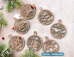 2022 Tiger Christmas Ornament Tree Ball Decorations Craft Hanging Bauble Paper art templates Cricut Glowforge | SVG, DXF, AI |#090|