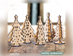 Standing Christmas Trees Laser cut Snowflake SVG  New Year Decorations Digital Download | SVG |#U091|