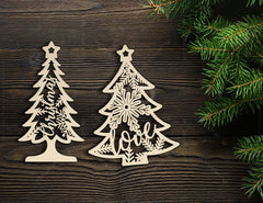 Christmas Tree Ornament Decorations Craft Hanging lasercut templates Cricut Glowforge | SVG, DXF, AI |#091|