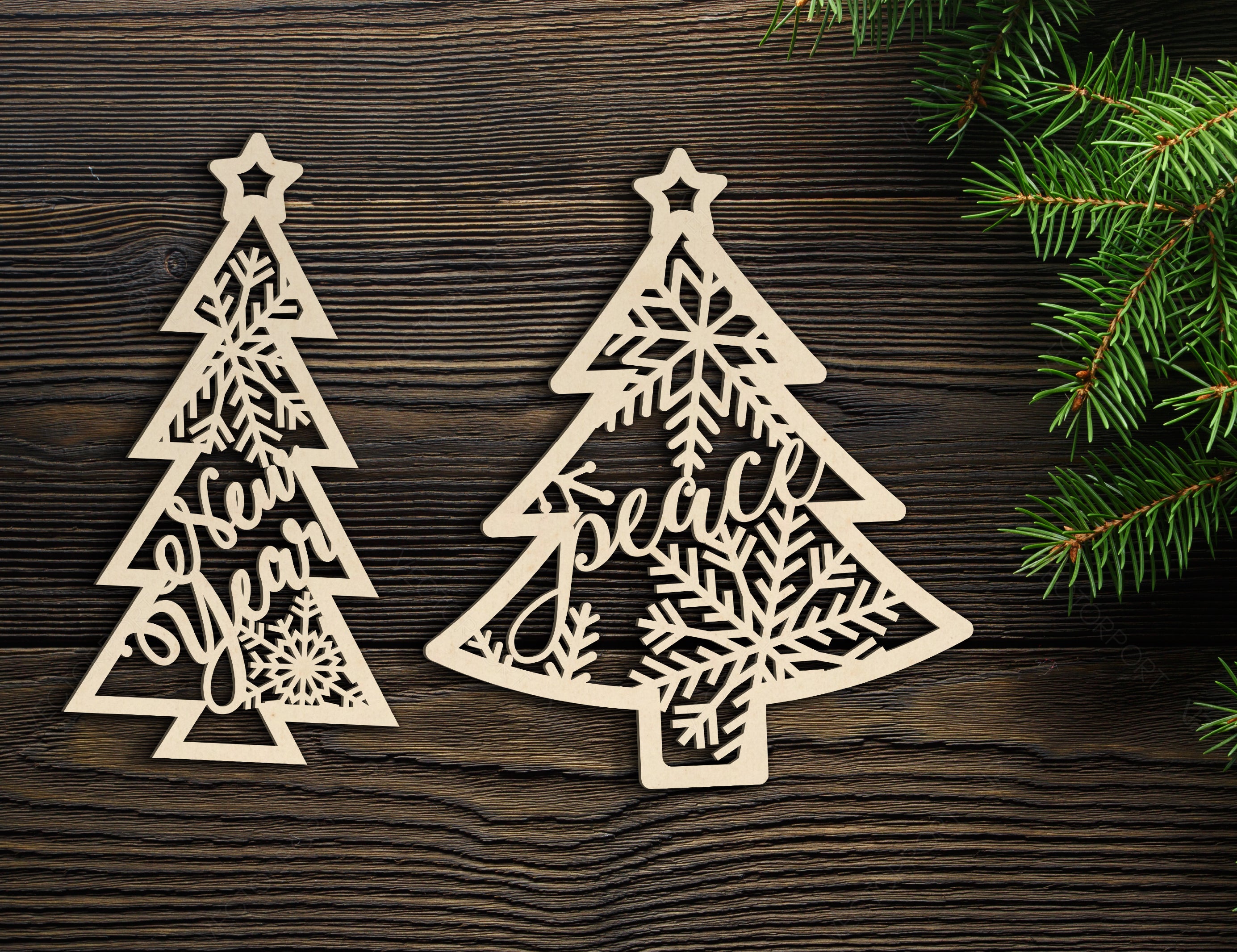 Christmas Tree Ornament Decorations Craft Hanging lasercut templates Cricut Glowforge | SVG, DXF, AI |#091|