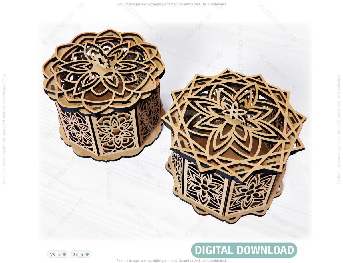 Decorative Wooden Gift box laser cut jeweler case Wedding Love vector model Glowforge cut file |#U092|