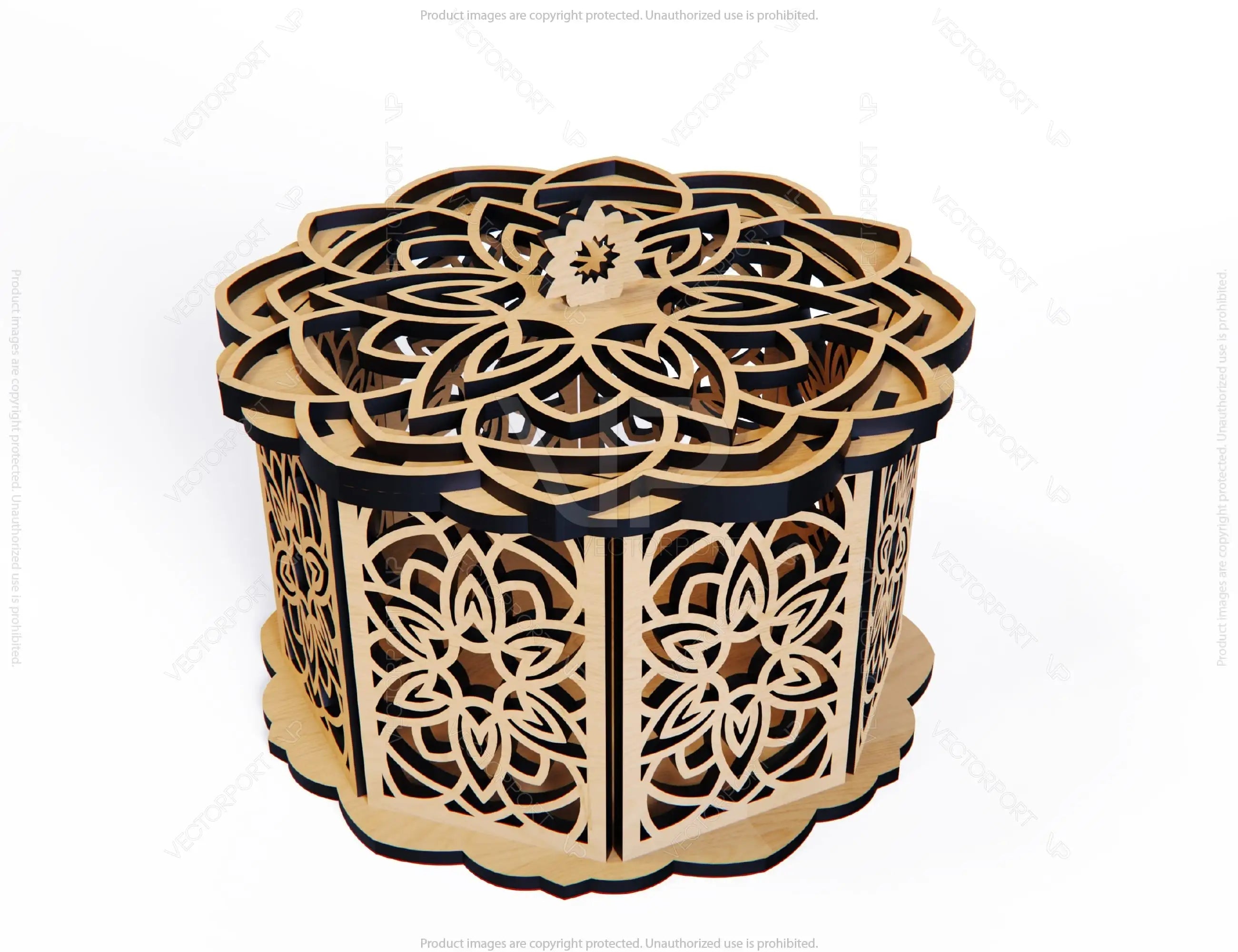 Decorative Wooden Gift box laser cut jeweler case Wedding Love vector model Glowforge cut file |#U092|