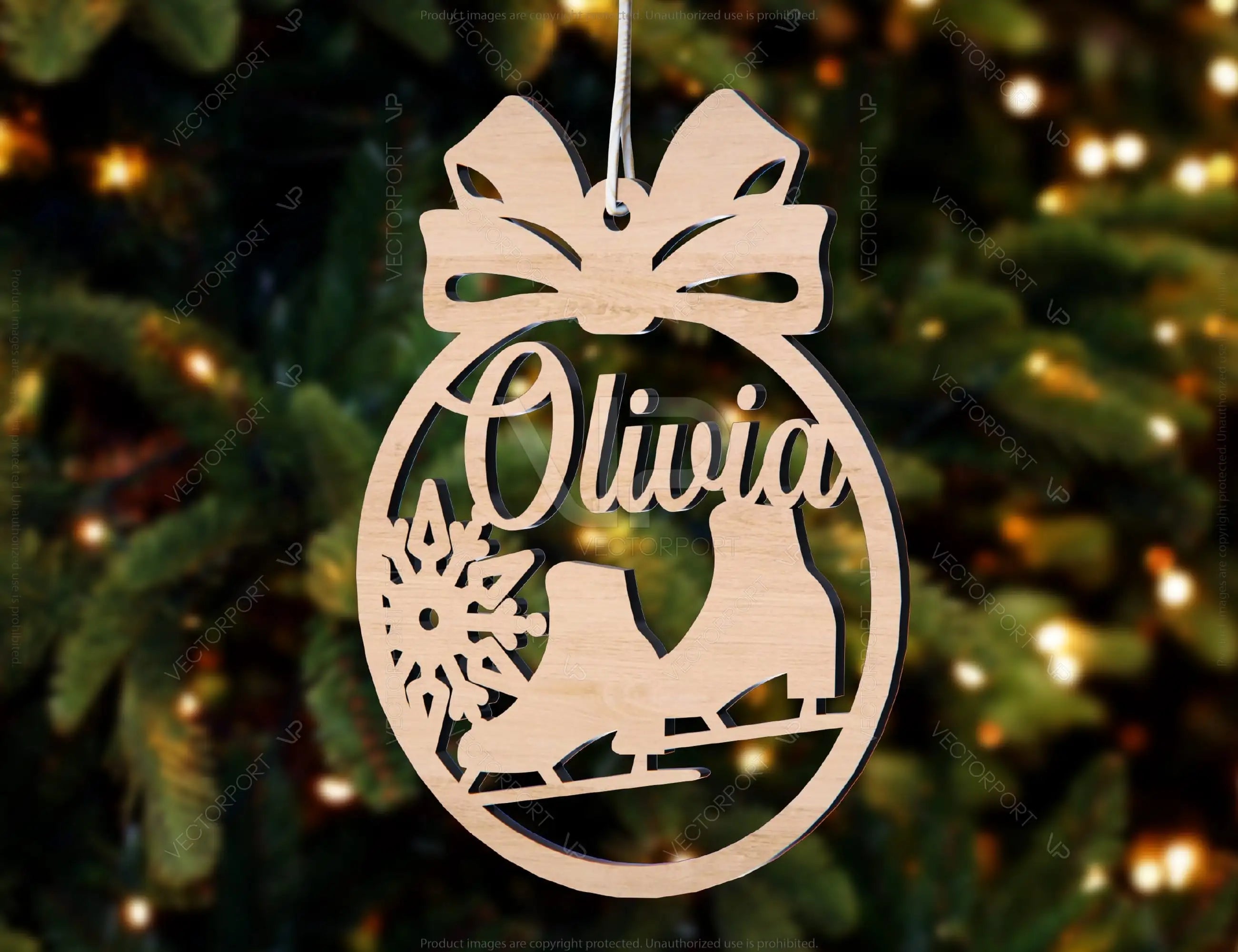 Personalized Christmas Balls Tree Decorations with Name Craft Pendants Hanging Bauble Paper art templates cut file |#U093|