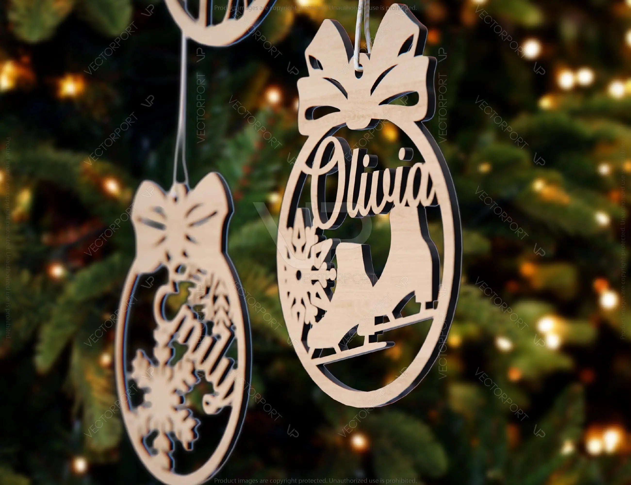 Personalized Christmas Balls Tree Decorations with Name Craft Pendants Hanging Bauble Paper art templates cut file |#U093|