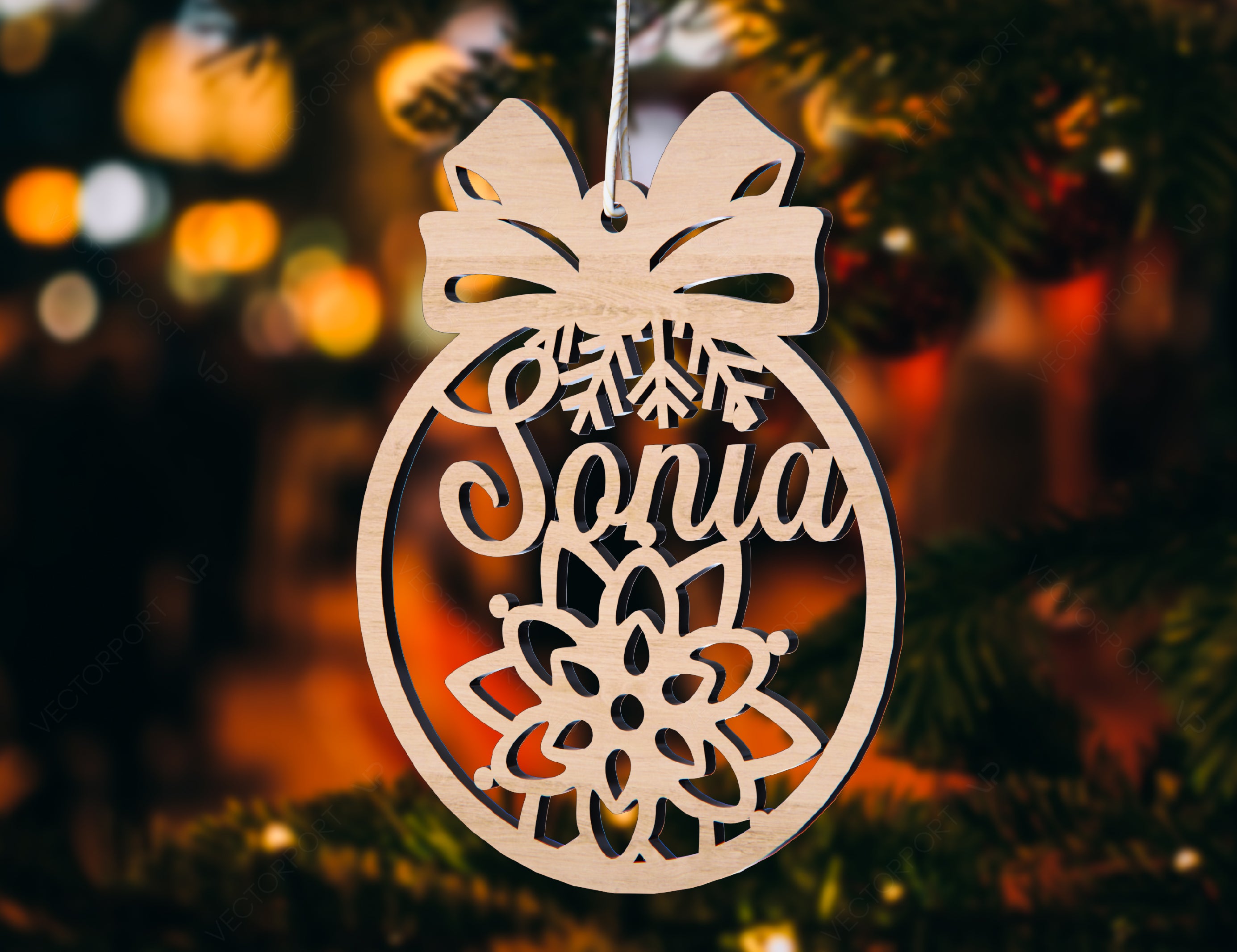 Personalized Christmas balls Tree Decorations with Name Craft Hanging Bauble Paper art templates cut file |#U094|