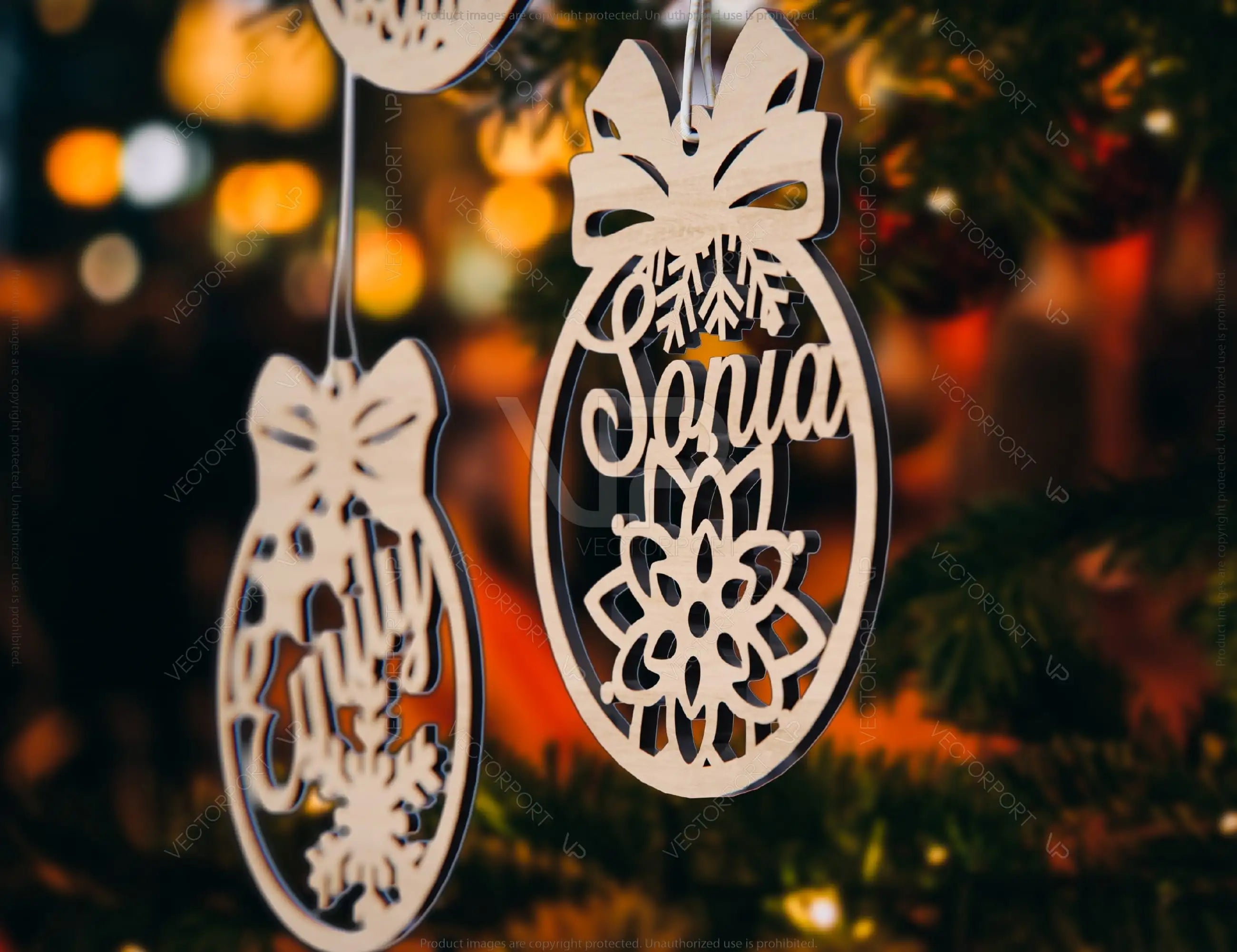 Personalized Christmas balls Tree Decorations with Name Craft Hanging Bauble Paper art templates cut file |#U094|