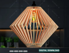 Rhombus Wood Pendant Light Chandelier Lamp lampshade plywood | SVG, DXF, AI |#095|