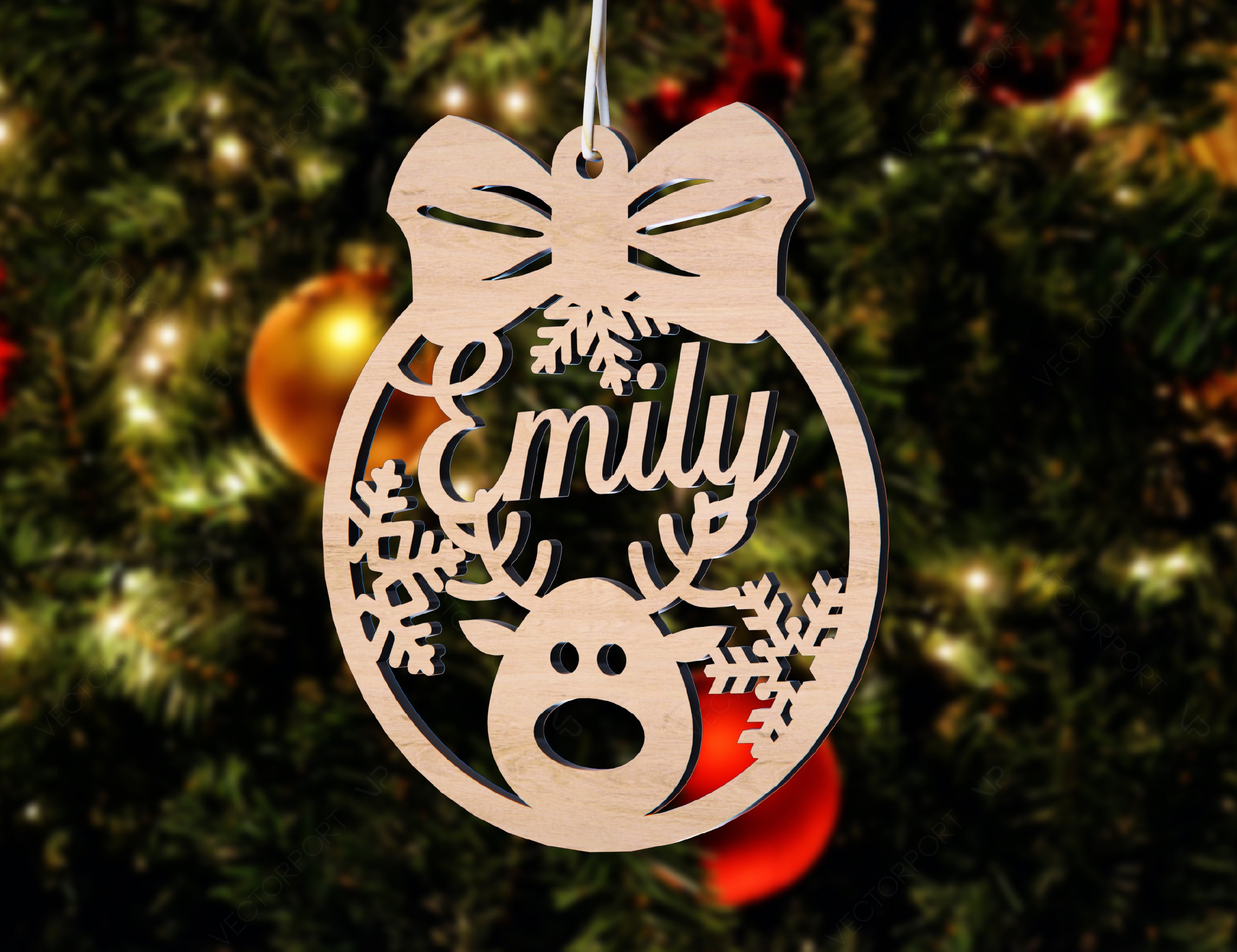 Personalized Christmas balls Tree Decorations with Name Craft Hanging Bauble Paper art templates cut file |#U095|