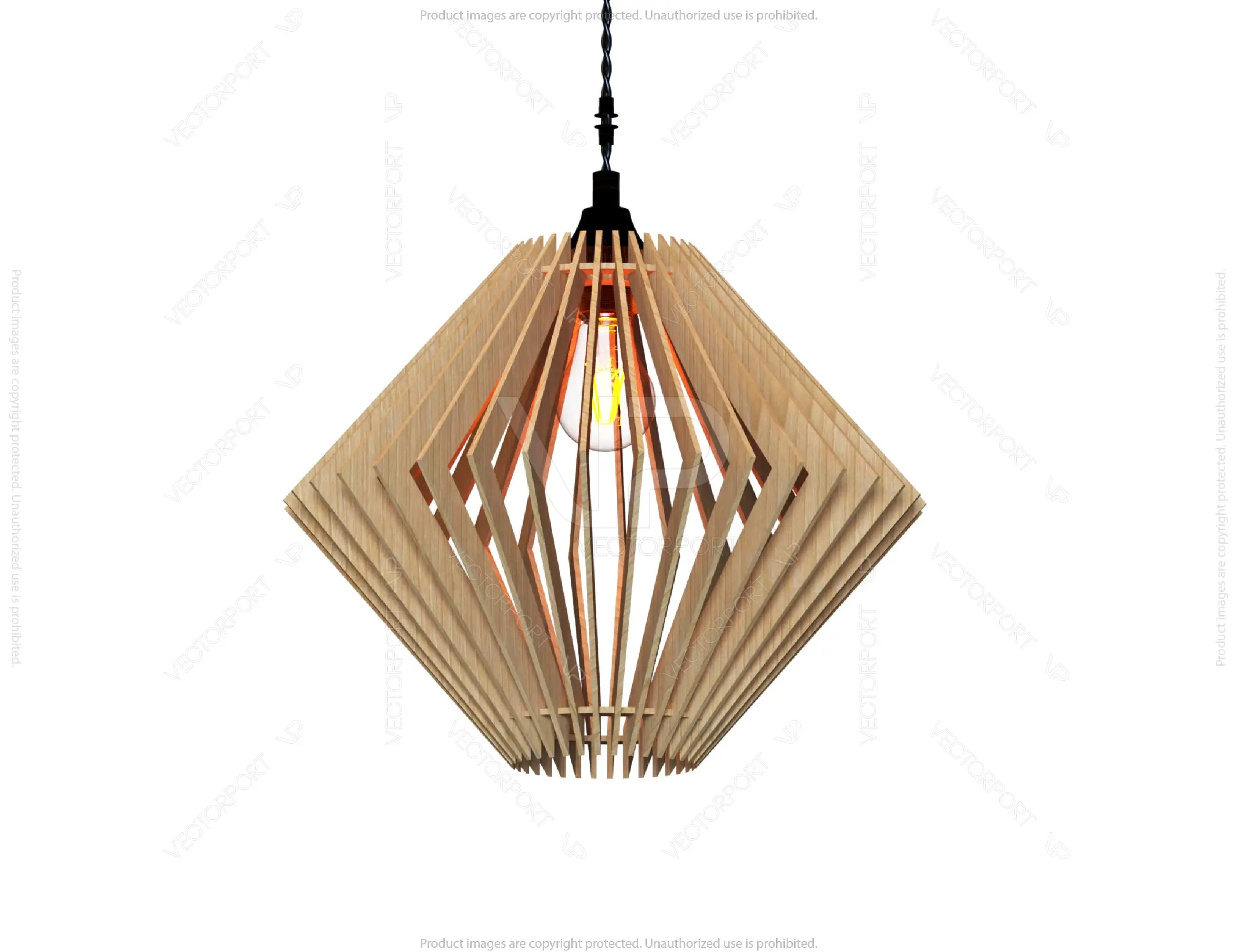 Rhombus Wood Pendant Light Chandelier Lamp lampshade plywood | SVG, DXF, AI |#095|